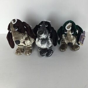 Applause Hush Puppies Plush Velvet Beanbag‎ Dog Set of 3 Special Edition Vintage